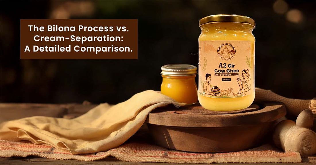 The Bilona Process vs. Cream-Separation: A Detailed Comparison.