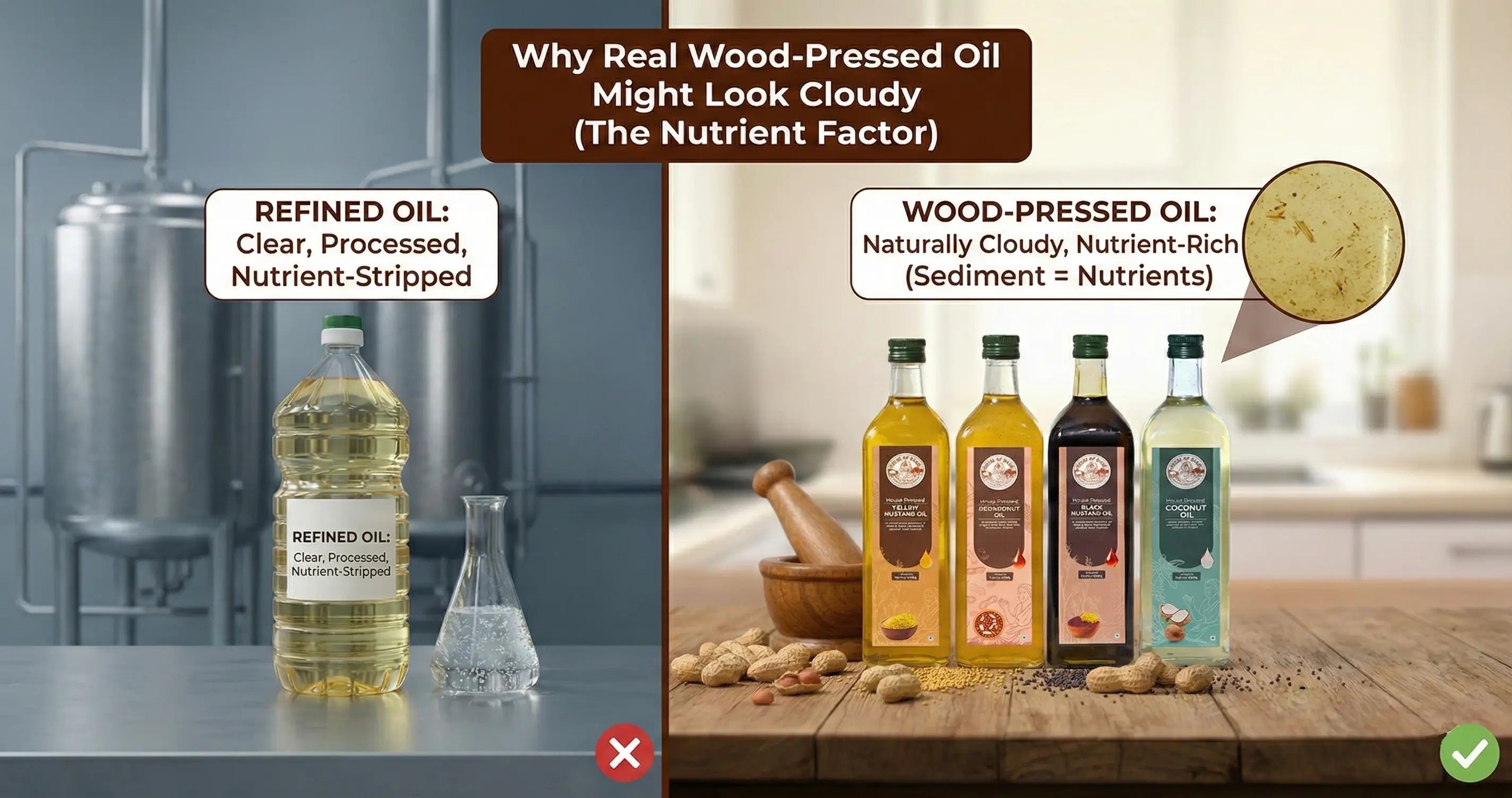 Why Real Wood-Pressed Oil Might Look Cloudy (The Nutrient Factor).